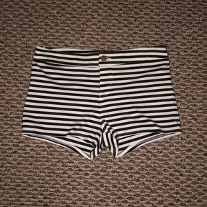 black and white stripped shorts